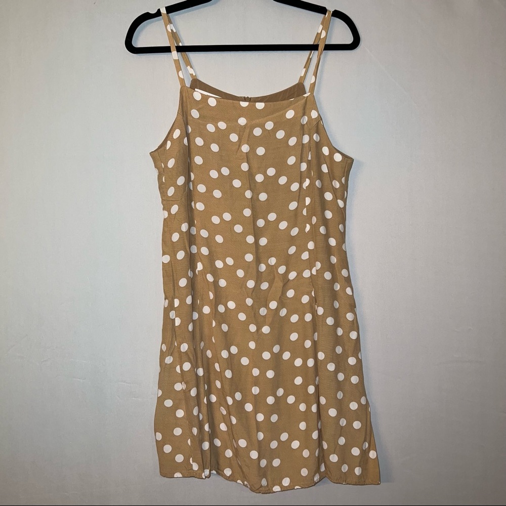 Mango tan and white polka dot sundress size US 8